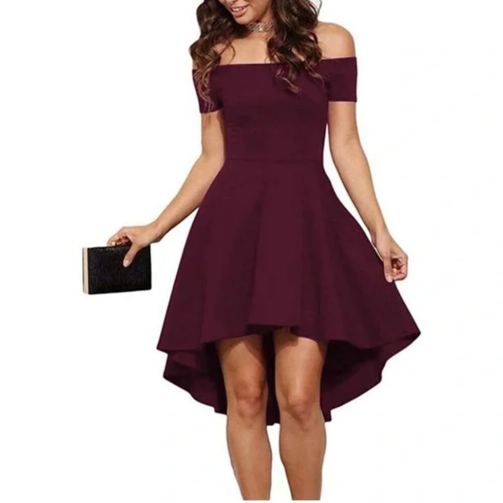 NWT Sarin Mathews Off The Shoulder High Low Cocktail Dress